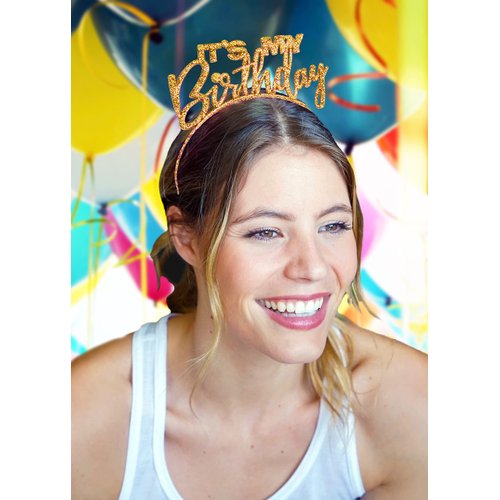 Birthday Headband for Adults - Gold Sparkle Its My Birthday Headband - Birthday Gifts for Women, 40th Birthday Tiara, Birthday Party Supplies, Adult Birthday Decorations (MyBday) GLDGttr