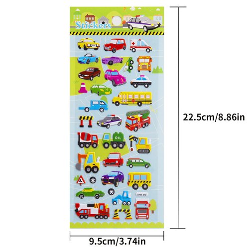 SAVITA 3D Stickers for Kids & Toddlers, 400+ Cars and Trucks Stickers, 3D Puffy Stickers Including Cars, Trains, Airplanes, Fire Trucks, Helicopters, Motorcycles, School Buses, Spaceships and More