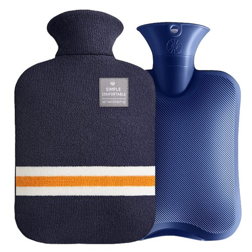 OliviaLiving Small Cute Hot Water Bottle with Cover, 1L Hot Water Bag for Children, Hot and Cold Compress, Hand Feet Warmer, Neck and Shoulder Pain Relief