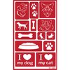 2 Etching Stencils Reusable Template - Kitty Stencils for Painting, Crafting - Kitty Cat Etch Stencil, Puppies, Cat Paw Print Theme - Self Stick Stencil Set with Brush
