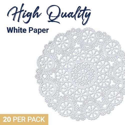Royal Consumer Medallion Lace Round Paper Doilies, 8-Inch, Pack of 20 (B23004), white