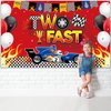 Oudain Racing Car Decoration Two Fast Backdrop Birthday Decorations Racing Theme Party Decorations Racing Car Second Birthday Photography Background Racing Boys Kids Birthday Party Supplies