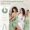 DEEKA 24 Pcs Bridesmaid Gifts Set Pearl Hair Claw Clips & Tie the Knot Bridesmaid Bracelet & Satin Scrunchies Proposal Gift Box Bridal Party Gift Bachelorette Party Favors (White&Sage Green)