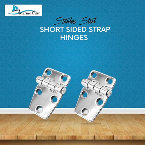 MARINE CITY Stainless Steel Short Sided Strap Hinges Polished Size 2.2 Inches ×1.5 Inches for Hatches Cabinet Doors (Pack of 2)