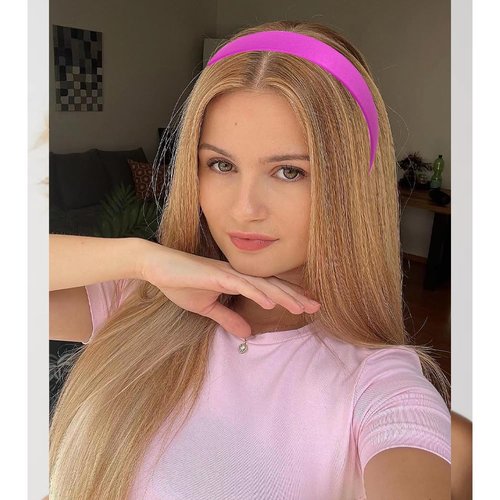 Bmobuo 1.3 Inch Wide Headbands for Women Girls, Pink Headband Women Fashion Head Bands for Women's Hair Costumes Headband Pink Accessories Diademas Para Mujer