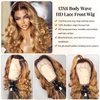 Benafee Body Wave 13x6 Lace Front Wigs Human Hair, Ombre Honey Blonde Lace Frontal Wigs Pre Plucked Bleached Knots 22” HD Transparent Lace Front Wig Human Hair for Black Women Glueless Human Hair Wig