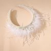 ACO-UINT Pearl Bride Headband for Women, White Headband Bachelorette Party Decorations, Bridal Headband Bride Decorations Wedding Hair Accessories for Women