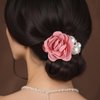 4PCS Korean Fashion Pearl Hair Accessories for Women Girls Christmas, Pearl Hair Scrunchies Ropes Crystal Elastic Hair Ties with Rhinestone and Rose Flower, Sparkly Ponytail Holder Handmade