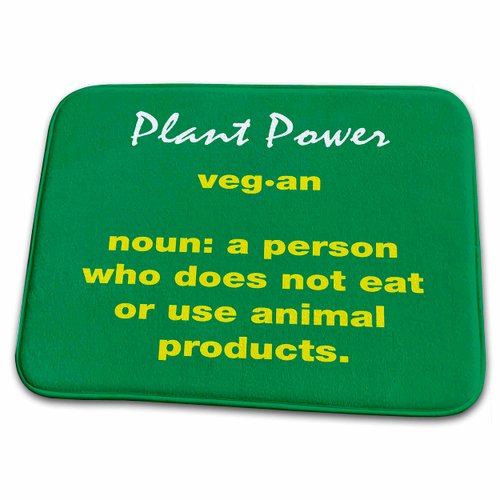 3dRose Bathroom Bath Rug Mat - Yellow Vegan Definition on Green Background Kike Calvo Vegetarian and Vegan