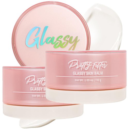 TOUCH IN SOL Pretty Filter Glassy Skin Balm Primer 2 Pack – Skin Smooth Moisturizing Primer before Makeup - Natural Glow Face Cream Moisturizer with Shea Butter and Rose Flower Water, 1.05 oz.
