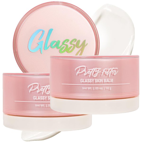 TOUCH IN SOL Pretty Filter Glassy Skin Balm Primer 2 Pack – Skin Smooth Moisturizing Primer before Makeup - Natural Glow Face Cream Moisturizer with Shea Butter and Rose Flower Water, 1.05 oz.