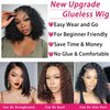 Wear and Go Glueless Wigs Human Hair Pre Plucked Pre Cut Water Wave Bob Wig Human Hair Lace Front Wigs for Beginners No Glue 4x4 Lace Closure Glueless Wigs for Black Women Human Hair 14 Inch