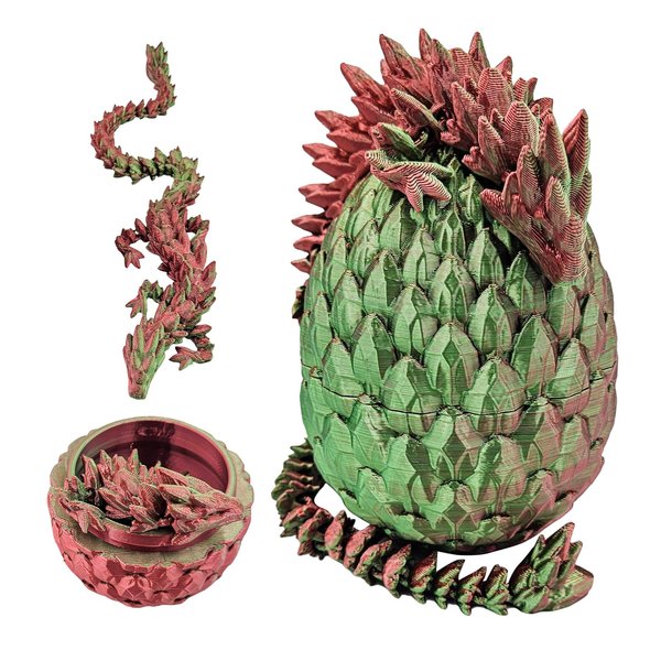 brableewear Easter Dragon Eggs 3D Printed Dragon Egg with Dragon Inside Articulated Crystal Dragon Fidget Toy Mystery Easter Suprise Home Office Decor Executive Desk Toys