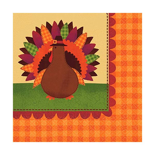 Turkey Dinner Luncheon Napkins, 6" x 6", 36 Ct.