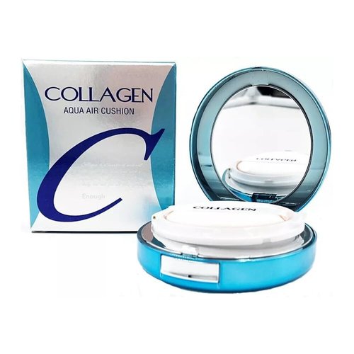 ENOUGH Collagen Aqua Air Cushion SPF 50, Full Coverage Hydrating Foundation Makeup, Tinted Moisturizer Sunscreen, Korean Skin Care Cosmetics for Women, Dewy Finish & Collagen Boost (#21 Natural glow)