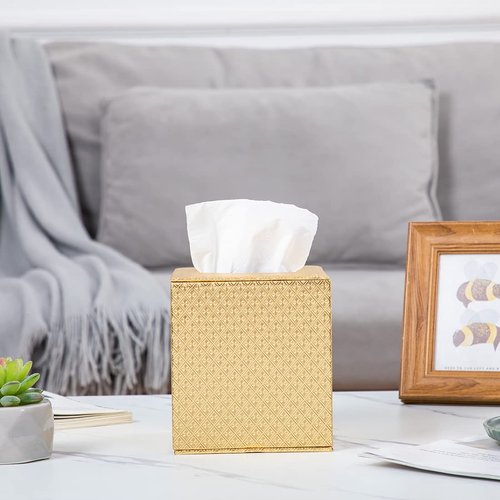 Gold Tissue Box Cover,Tissue Box Cover Square,Gold Tissue Box Holders,Tissue Holder for Bathroom Accessories,Bathroom Tissue Holders