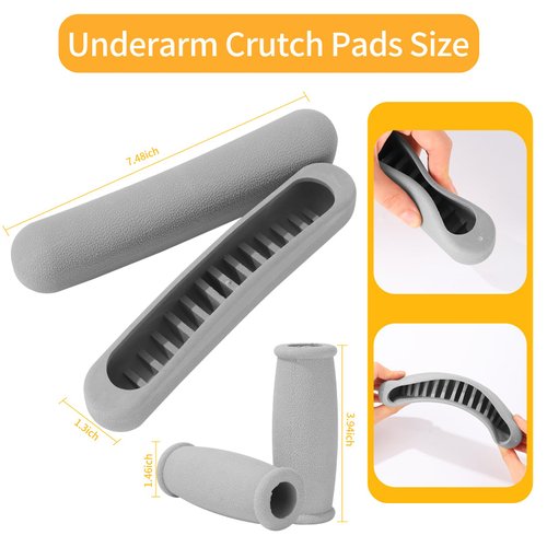 Replacement Crutch Pads, ANCKNE Padding for Walking Arm Crutches and Hand Grips, Fits Standard Aluminum Crutches 4 Pieces-Set