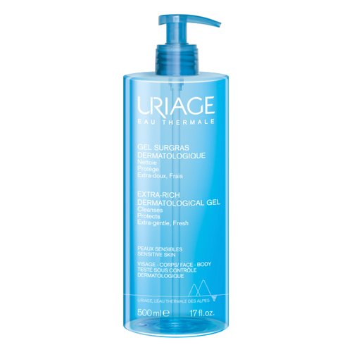 URIAGE Extra Rich Dermatological Gel 17 fl.oz. | Fresh and Extra Gentle Cleansing Gel for Face and Body that Leaves Skin Soft, Moisturized and Comfortable | Preserves the Skin from Dryness