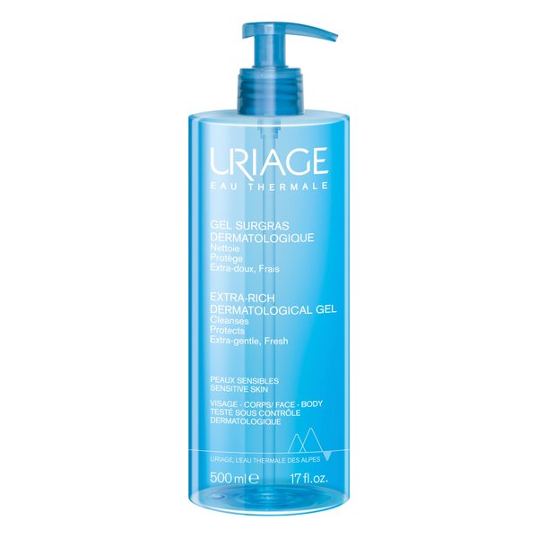 URIAGE Extra Rich Dermatological Gel 17 fl.oz. | Fresh and Extra Gentle Cleansing Gel for Face and Body that Leaves Skin Soft, Moisturized and Comfortable | Preserves the Skin from Dryness