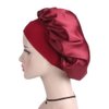 2Pcs Soft Satin Sleeping Cap Salon Hair Bonnet with Elastic Wide Band Comfortable Night Sleep Hat Head Cover Turban for Women Lady Girls Natural Long Curly Hair (Black and Red)