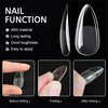 AddFavor 240pcs Almond Nail Tips Clear Full Cover Medium Length Short Fake Acrylic Gel X Nail Tips for Salon and Home Nail Art Manicure 12 Sizes