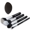 Contour Highlighter Makeup Brush Set – Beauty Junkees 5pc Brushes Kit with Blender Sponge for Full Face Contouring Sculpting Highlighting with Powder Cream Cosmetics, Soft Synthetic Vegan
