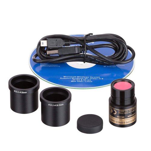AmScope MD200 2.0MP Digital Microscope Camera for Still and Video Images, 40x Magnification, Eye Tube Mount, USB 2.0 Output, Includes Software