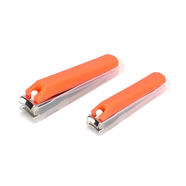 No Splash Nail Clippers Set, Best Gifts for Women Men Mom Dad Girl Boy Seniors, Stainless Steel Nail Care Kit with Nail File, Toenail Fingernail Acrylic Nail Cutter with Catcher 2PCS Orange