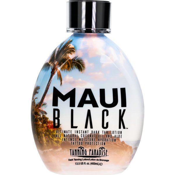 Tanning Paradise Maui Black Lotion – Instant Dark Self Tanner Natural Self-Tanning with Coconut Oil and Aloe Hydration Boost Tattoo Protection 13.5oz