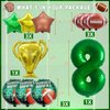14Pcs Football Balloons, Football Birthday Party Decorations Sports Theme Birthday Party Decoration Include 40Inch Green Number Balloon for 8th Football Birthday Party Supplies