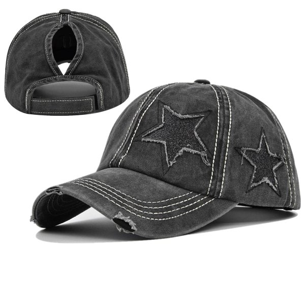 ProMindFun Womens Ponytail High Messy Bun Hats Distressed Baseball Caps Unconstructed Washed Dad Hat Girls Trucker Ponycaps