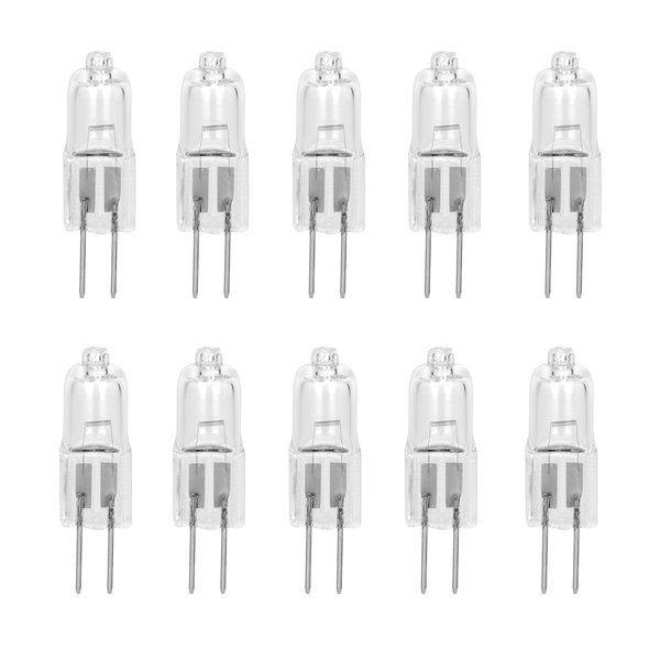 10 Pack CRYSTAL CLEAR LENSE 10 Watt AC DC 12V Capsule T3 Light Bulb Replacement JC G4 2 Pin Base Halogen Kitchen Table Pendant Lamp 12 Volt 10W Bi-Pin Warm Clear Bright White Landscape Desk Lighting