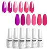 Vishine Hot Pink Fuchsia Gel Nail Polish Set - 6PCS Colors Magenta Purple Gel Polish, Soak Off Gel Polish Set Nail Art LED UV Nail Lamp Cured,8ml Each Bottle Nail Gel Kit Glamour Gifts