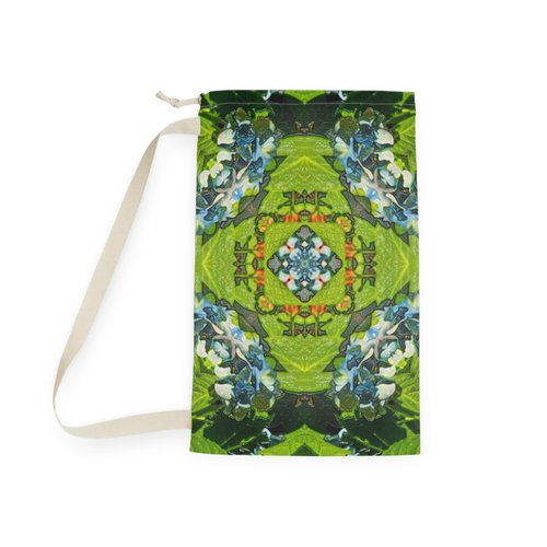 Bohemian Floral Laundry Bag Eco-Friendly Storage Stylish Hamper Travel Organizer 'Natures Crossroads' Art by Mitzisniftis