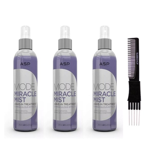 yper Asp Mode Miracle Mist Leave-in Treatment (8.45 oz) with Teasing Comb Pack 3