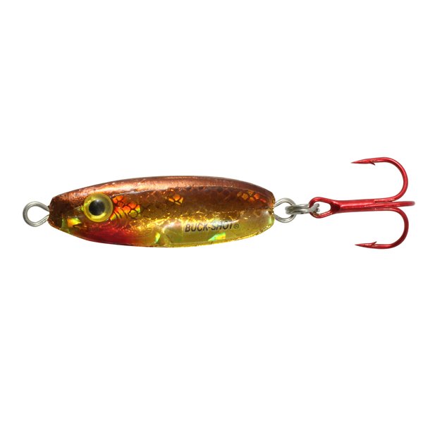 Northland Fishing Tackle Buck-Shot Ice Fishing Rattle Spoon, Gold Shiner, 3/8 Oz, 1/Cd