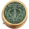 Organic Cannabis Design Brass Round Pill Box