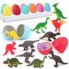 12 Dinosaur Eggs Toys, Surprise Pack with 12 Unique Dinosaur Figures,Goodie Bag Stuffers,Pinata fillers, Easter Eggs dongcoh,Carnival Prizes Treasure Box，Birthday Party Gifts for Kids
