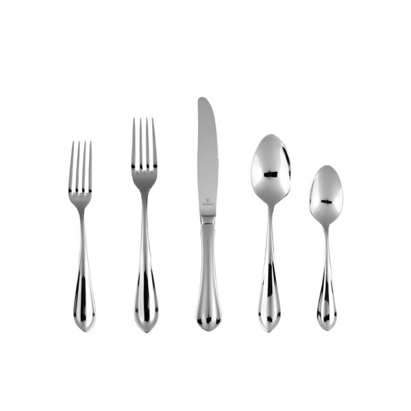 Fortessa Forge 18/10 Stainless Steel Flatware, 5 Piece Place Setting, Service for 1