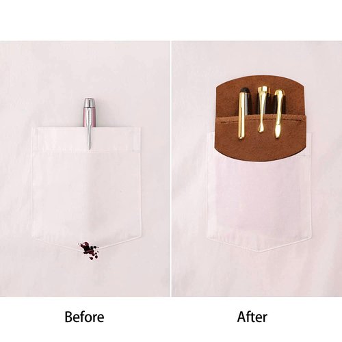 Odowalker 6PCS Leather Pocket Protector Durable Pencil Pouch Handmade Pen Holder for Shirt Pockets, Lab Coats, Office & Work Essentials