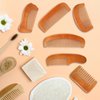6 Pieces Handmade Wooden Comb Wood Hair Comb Wooden Beard Comb Natural Green Sandalwood Wide and Fine Teeth Comb Set with Anti Static and No Snag Handmade Brush for Kids, Women and Men (Cute Style)