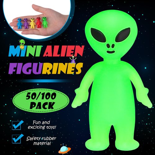 CroBlissful 100 Pcs Mini Alien Figures Colorful Little Alien Figurines for Halloween Party Favors Hide and Seek Rubber Tiny Aliens Toy Mini Alien Action Figure for Halloween Birthday Goodie Bag