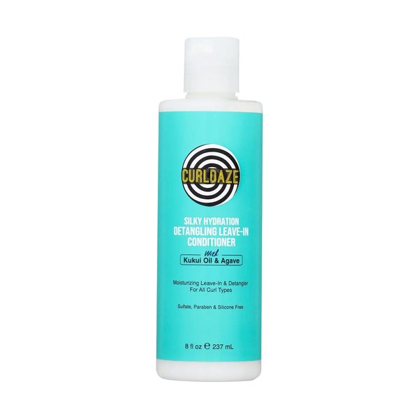 Curldaze Silky Hydration Detangling Leave-In Conditioner with Kukui Oil and Agave, Vitamin A, C, and E, Moisturizes, and Manages Hair, Minimizes Pulling and Jerking That Leads to Breakage