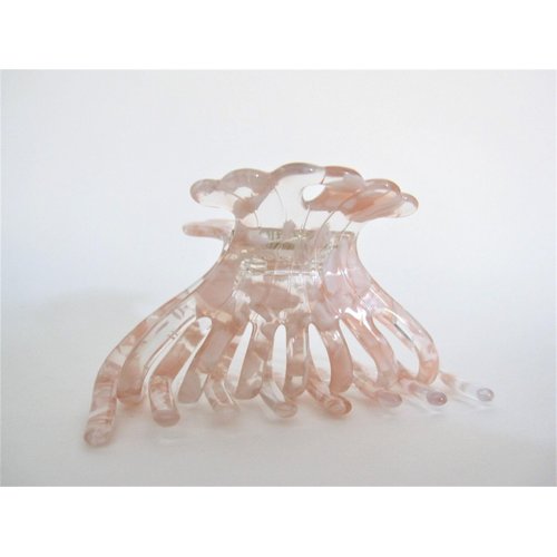 Pink white clear marbled hair claw clip medium fine hair