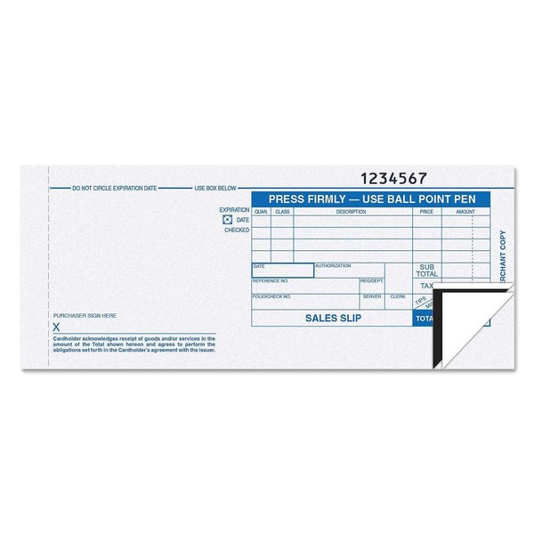 Credit Card Sales Slips 1 Pack of 100 Two Part Carbonless Long Form - Sales Drafts