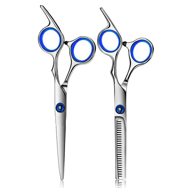 JISTL Hair Cutting Scissors Hair Thinning Texturizing Shears Hairdressing Shears With Detachable Finger Ring for Barber/Men/Women/Salon&Home (Blue 2)