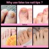 PAGOW 500 Pcs False Toenails Artificial French Acrylic Clear Toe Nail Tips 10 Sizes for Full Cover DIY Foot Nails