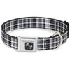Buckle-Down Seatbelt Buckle Dog Collar - Plaid Black/White - 1" Wide - Fits 9-15" Neck - Small