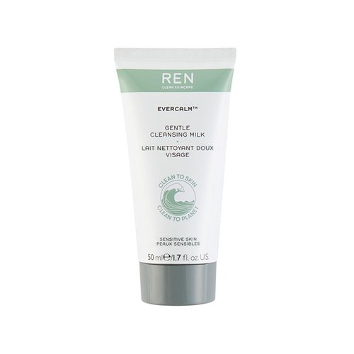 REN Clean Skincare - Evercalm™ Mini Gentle Cleansing Milk - Soothing Face Wash for Sensitive Skin, Non-stripping, Cruelty-Free & Vegan, 1.7 fl oz