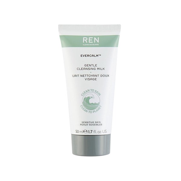 REN Clean Skincare - Evercalm™ Mini Gentle Cleansing Milk - Soothing Face Wash for Sensitive Skin, Non-stripping, Cruelty-Free & Vegan, 1.7 fl oz